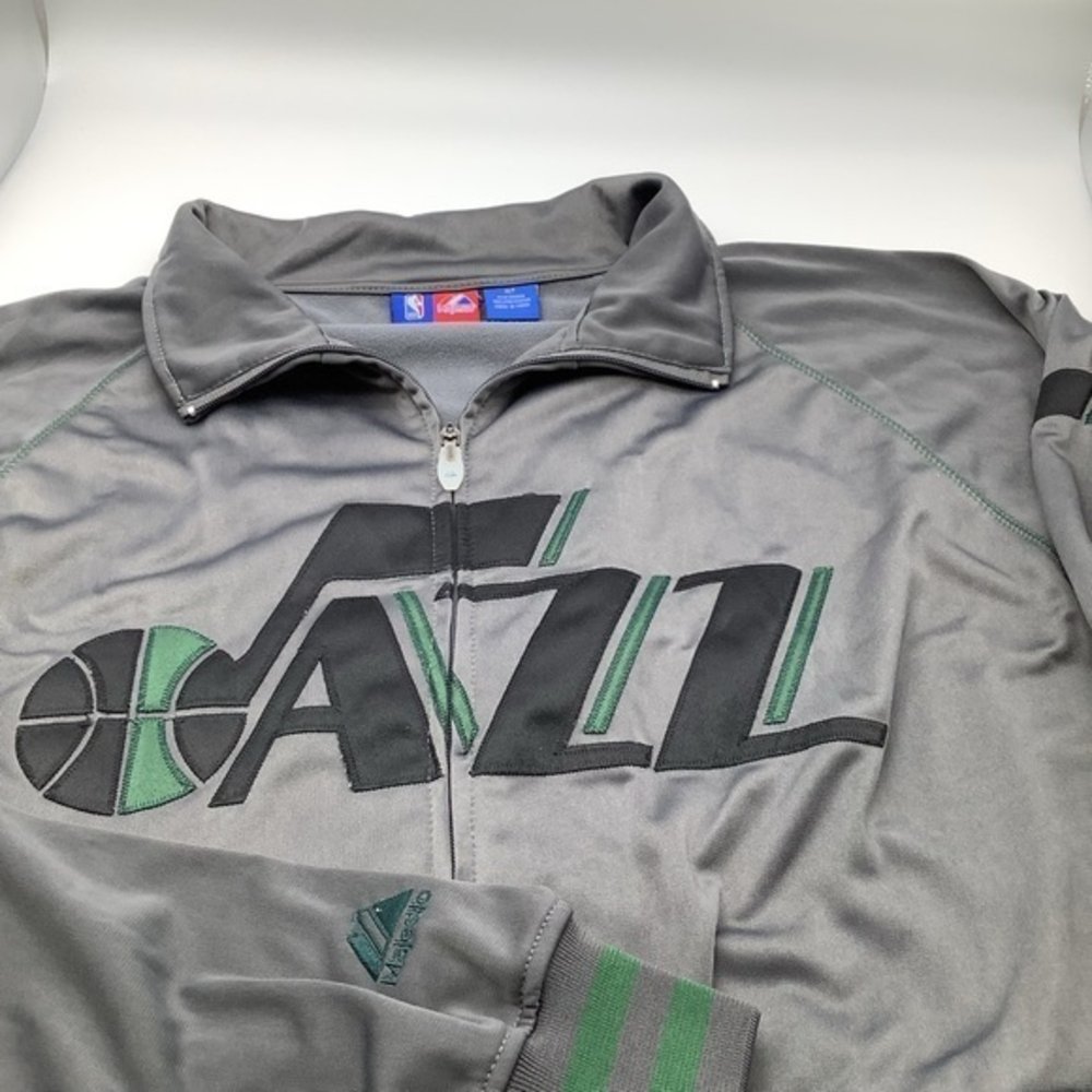 Utah Jazz NBA Majestic Long Sleeve Jacket Mens Grey SIze XLT